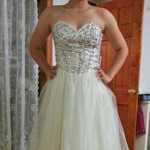 Strapless White Prom Dress